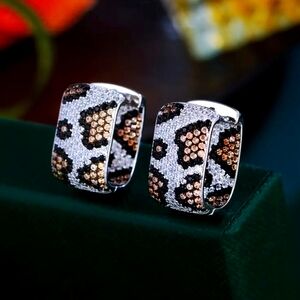 Leopard "In/Out" SILVER Rectangular Earrings